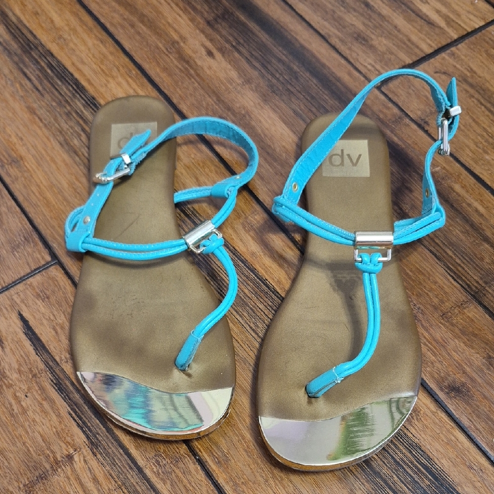 DV BY DOLCE VITA Women's Turquoise and Gold Sandals